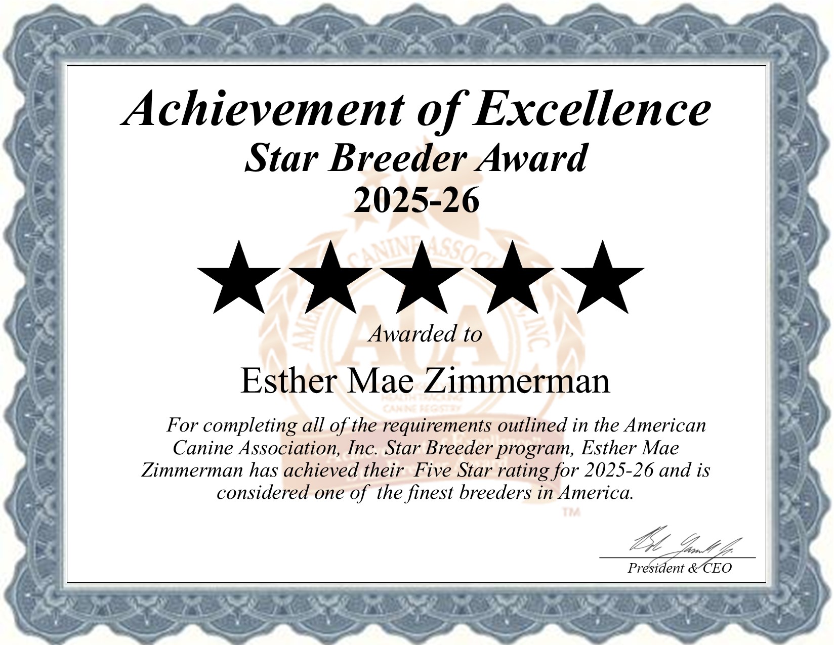 Esther Mae, Zimmerman, dog, breeder, star, certificate, Esther Mae-Zimmerman, East Earl, PA, Pennsylvania, puppy, dog, kennels, mill, puppymill, usda, 5-star, aca, ica, registered, Yorkshire-terrier, 23-A-0268